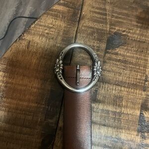 Brown Leather American Eagle Belt with Silver Buckle